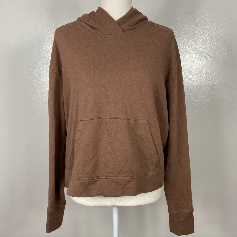 James Perse cropped hoodie chocolate brown Sz M